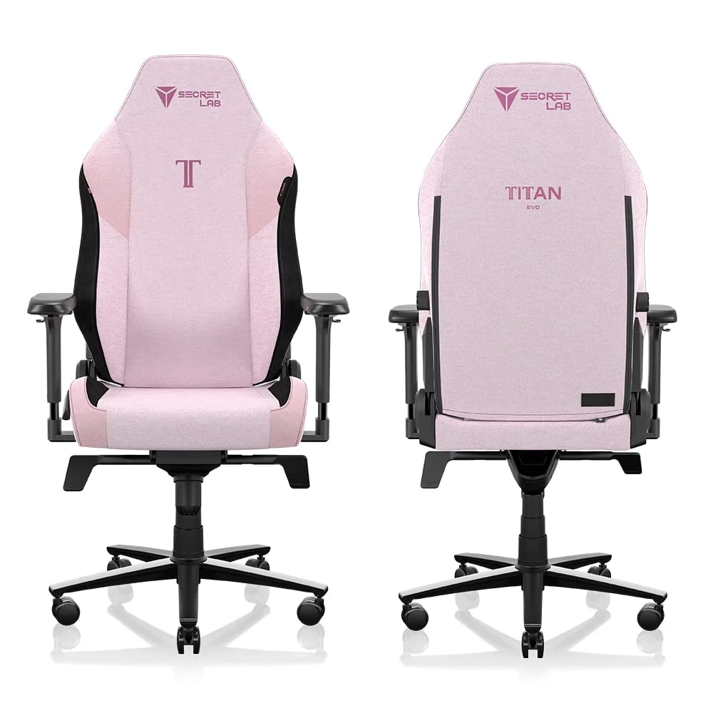 Secretlab Titan Evo 2022 Plush Pink Gaming Chair - Ergonomic & Heavy Duty Computer Chair with 4D Armrests, Magnetic Head Pillow & Lumbar Support - Big and Tall Gaming Chair 395 lbs - Pink - Fabric 