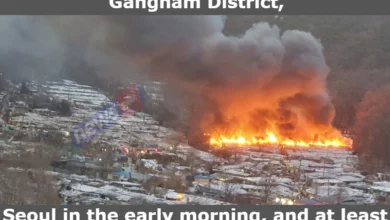 A fire broke out in the city village in Gangnam District, Seoul in the early morning, and at least 15 houses were burned down