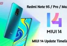 MIUI 14 Update Timeline Redmi Note 9S Pro Max