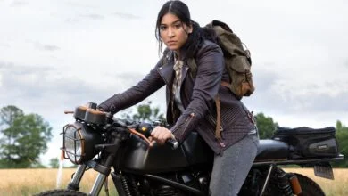 alaqua cox on a motorcycle in the mcu series echo 1