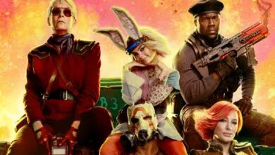borderlands first poster shows off cast with jaimee lee curtis and cate blanchett