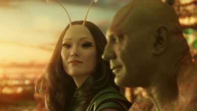 dave bautista s drax comforting pom klementieff mantis in guardians of the galaxy vol 2